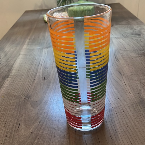 Vintage Mid Century Modern Hazel Atlas Prohibition Era Multi Striped Glass - Picture 2 of 3